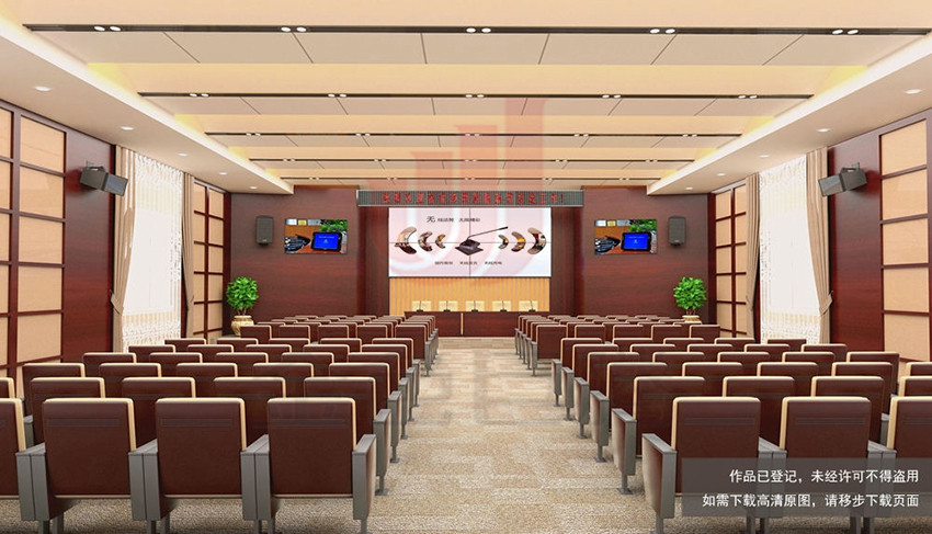 多功能厅设计效果图案例示意图展示金色巨腾多媒体会议系统