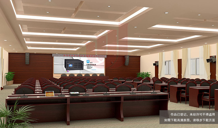 多功能厅设计效果图案例示意图展示金色巨腾多媒体会议系统